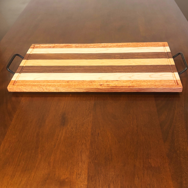 Large Hand-crafted Wooden Cutting Board with Legs and Handles